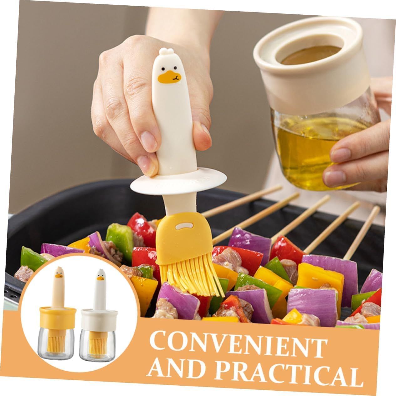 Cute Duck Design Oil Dispenser With Silicon Brush