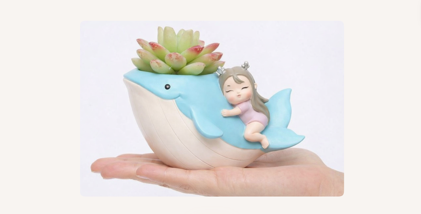 Handcrafted Dolphin  With Sleeping Girl Shaped Resin  Flower Planter/Flower Pot For Table Top Decorative Gar  dening Pot for Living Room, Home & Office Decor