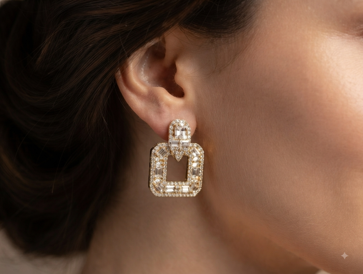 White Stone Earrings