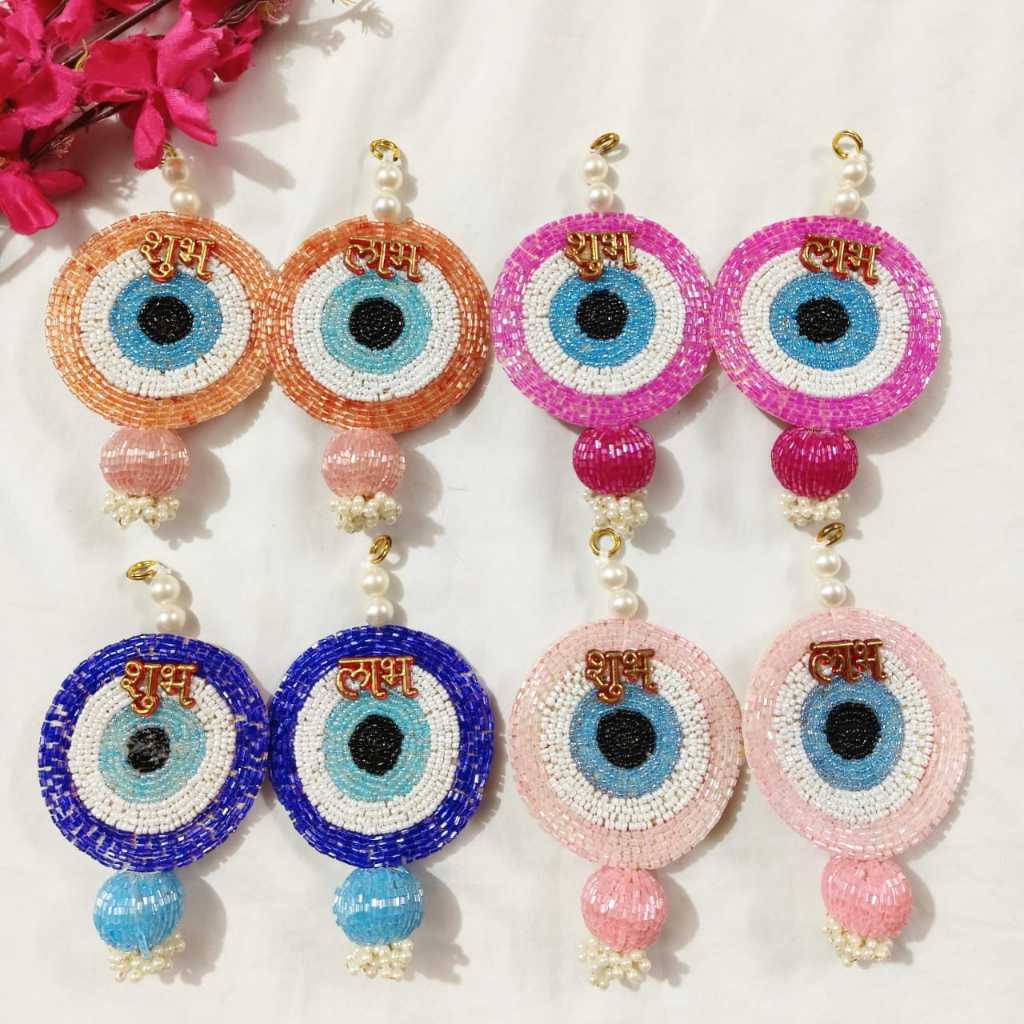 Pair of Multicolour Evil Eye Subh Labh Hanging