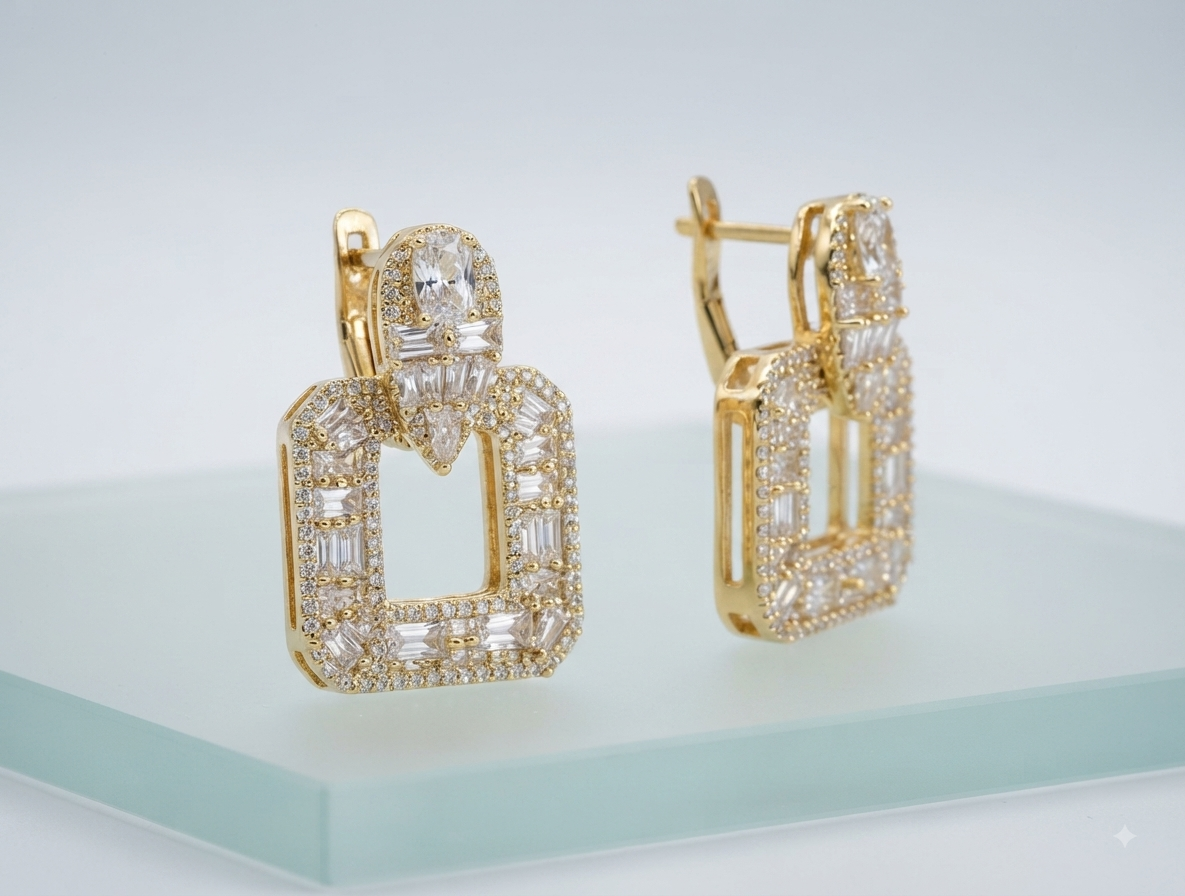 White Stone Earrings
