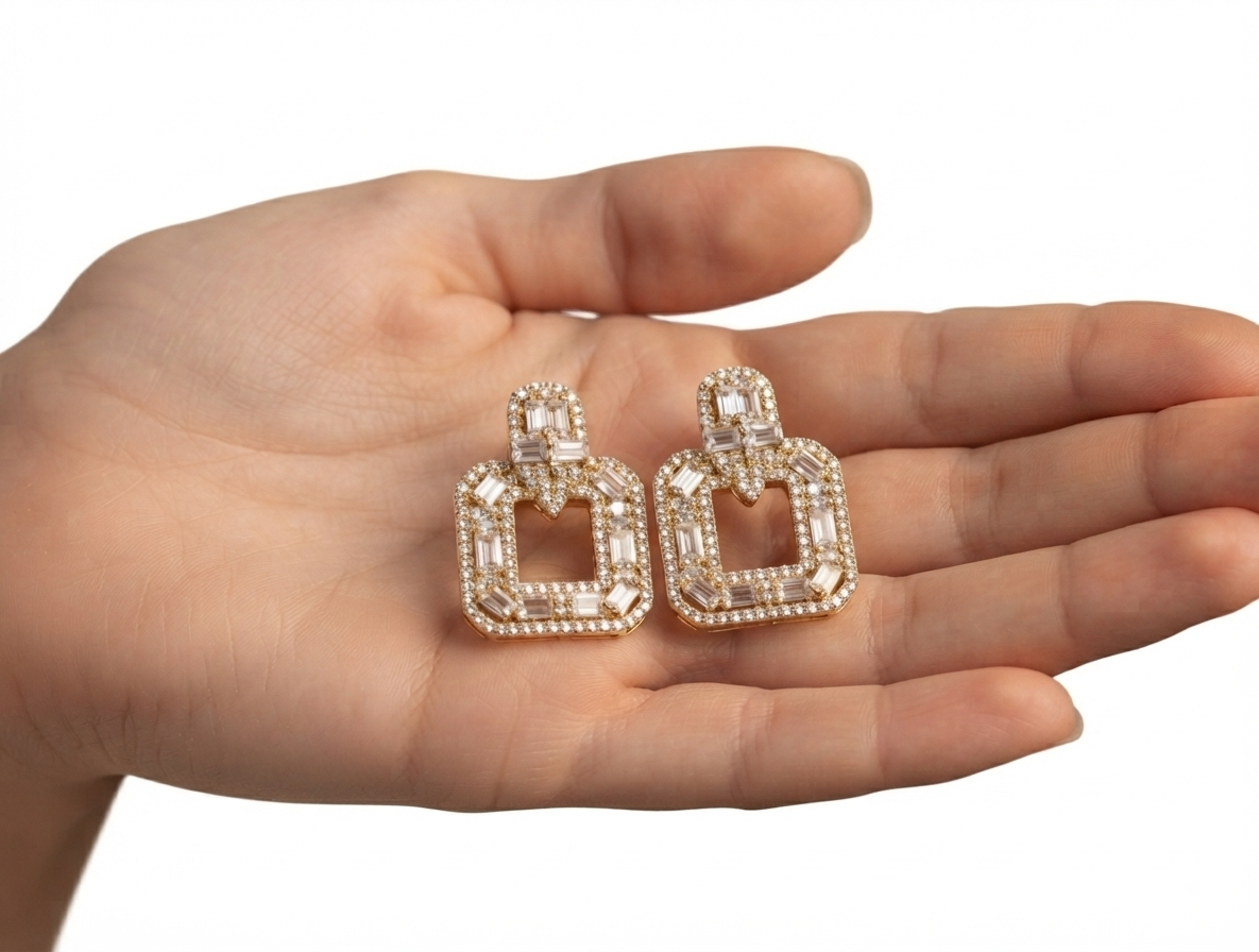 White Stone Earrings