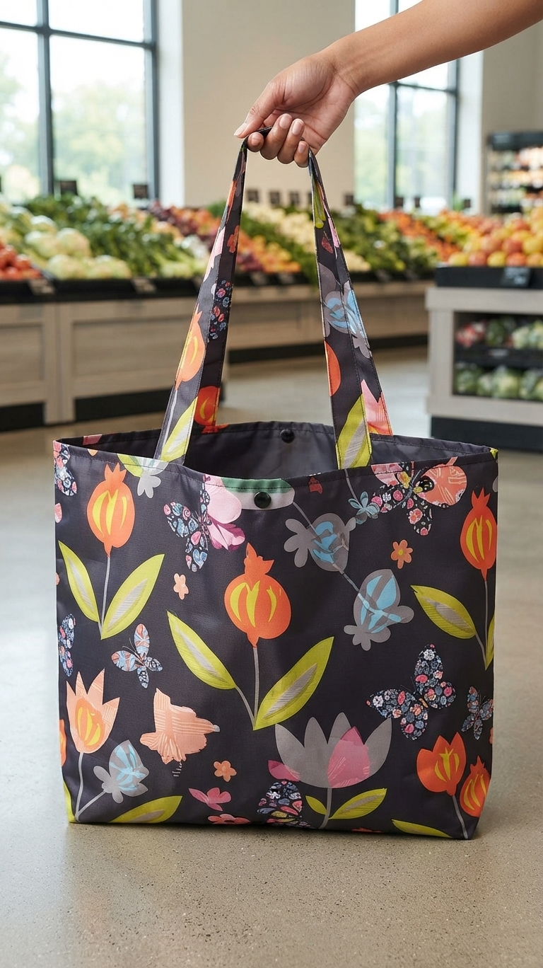 Foldable polyster shopping bag
