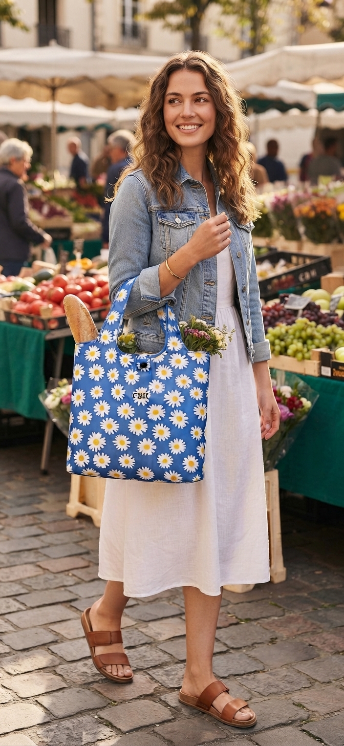 Foldable polyster shopping bag