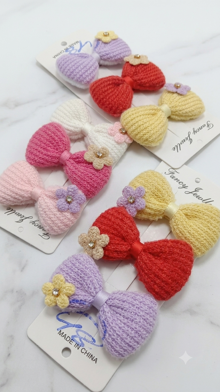 Bow Hair Clips-pack of 6
