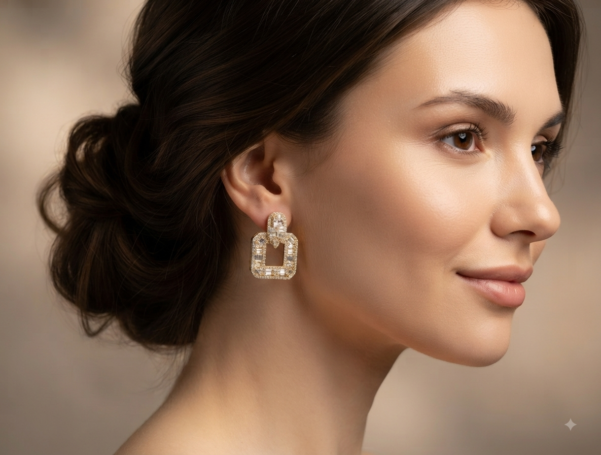 White Stone Earrings